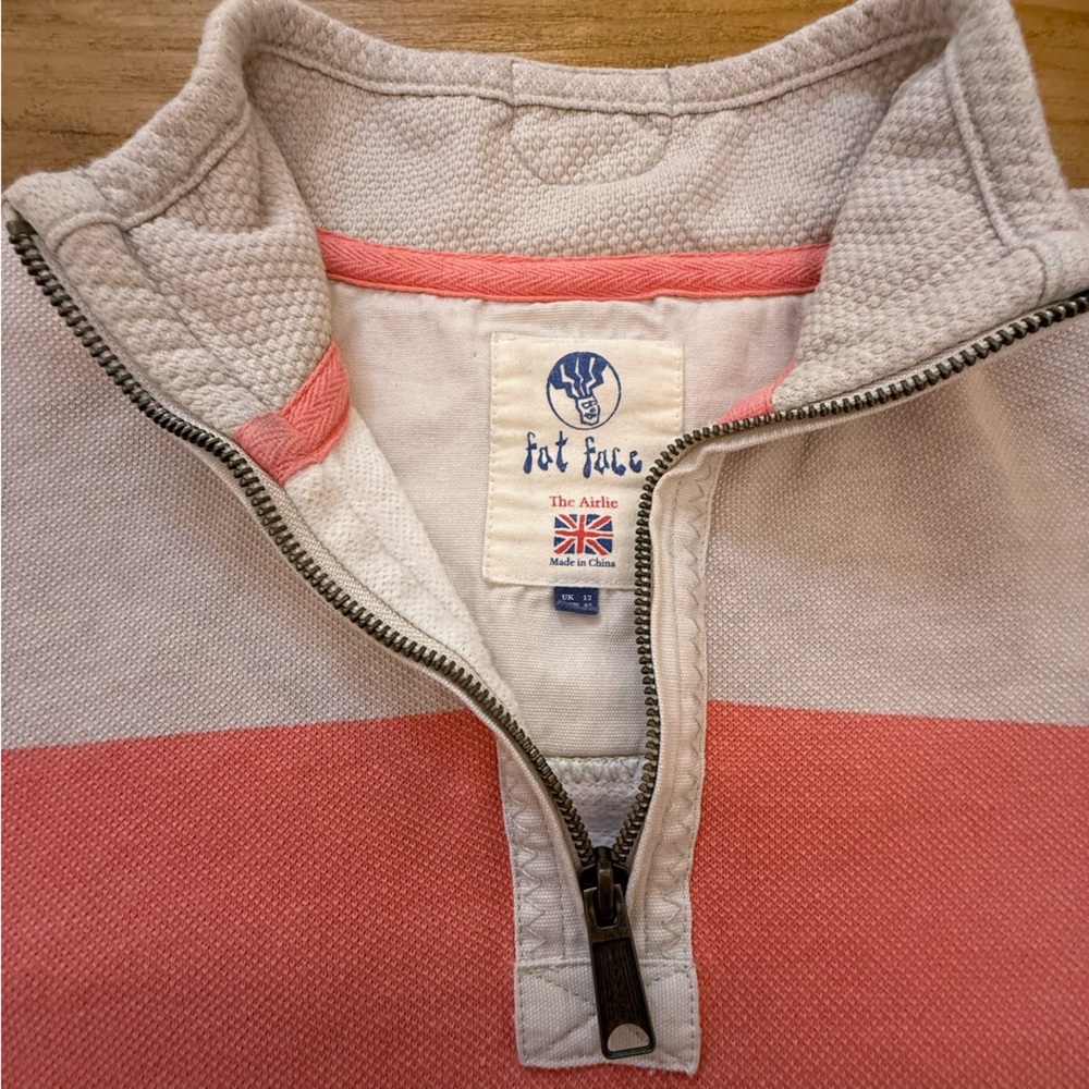 Fat Face The Airlie 1/4 Zip Sweatshirt Coral Pink Colorblock Size 8 - Picture 5 of 15